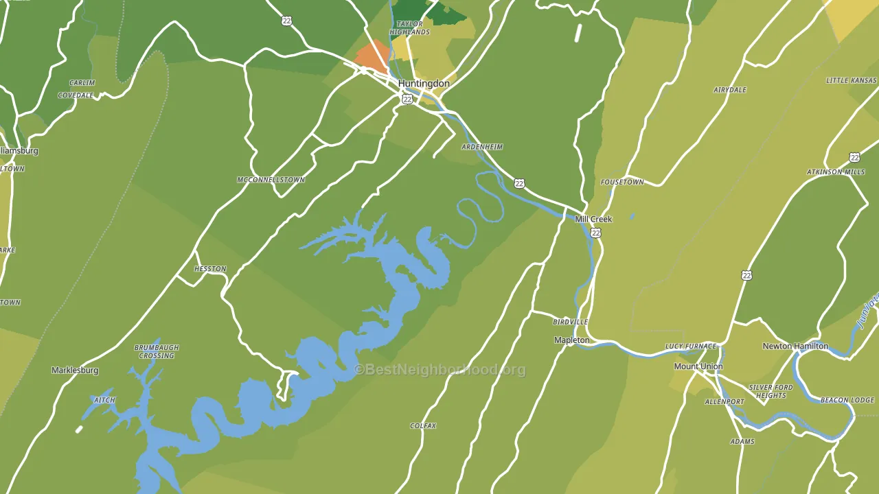 Huntingdon County, PA block-group voter-turnout map
