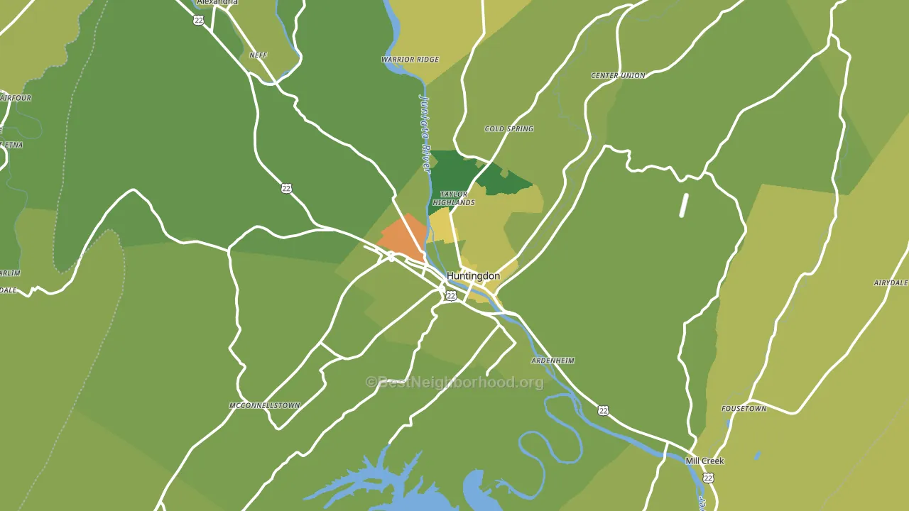 Huntingdon, PA block-group voter-turnout map