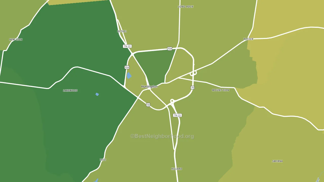 Huntingdon, TN block-group voter-turnout map