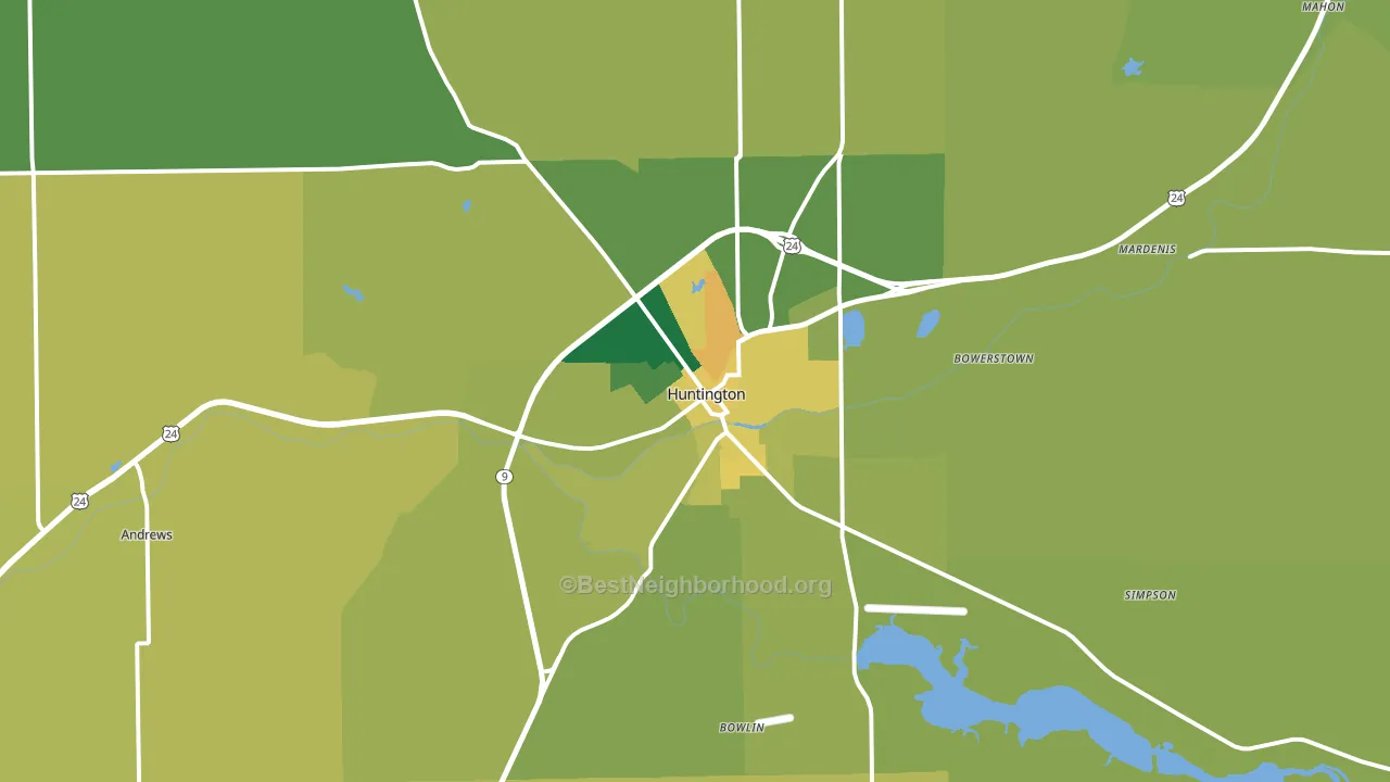 Huntington, IN block-group voter-turnout map