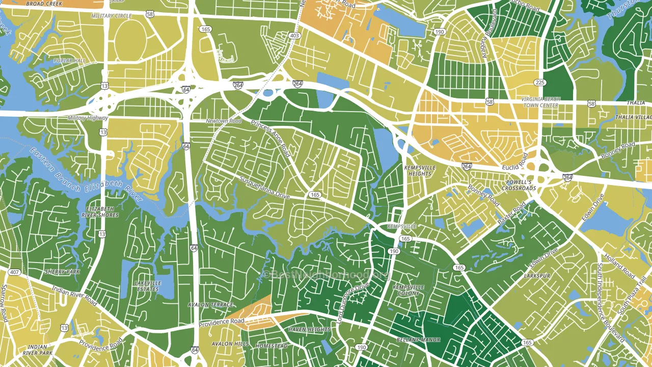Huntington-Jefferson, Virginia Beach, VA block-group voter-turnout map