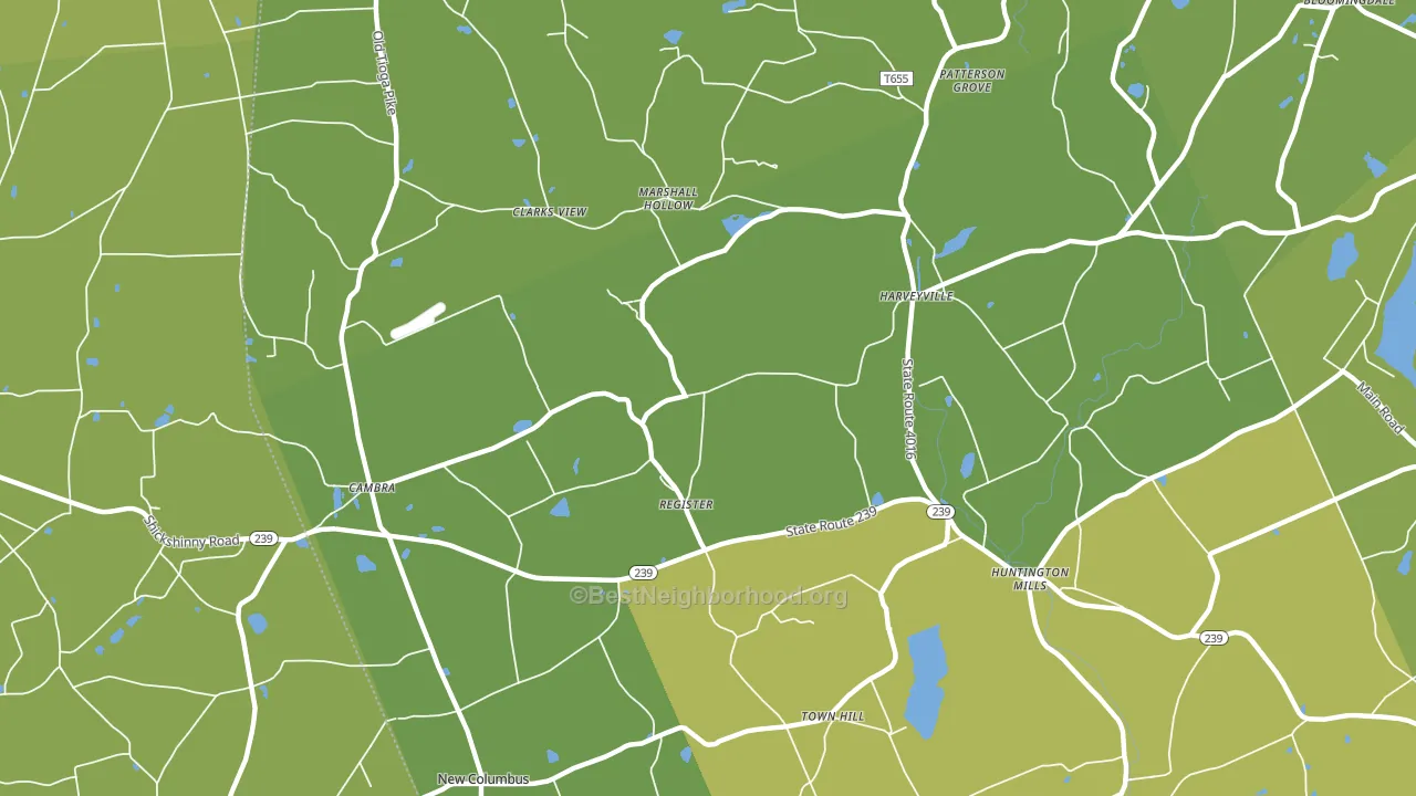 Huntington Mills, PA block-group voter-turnout map