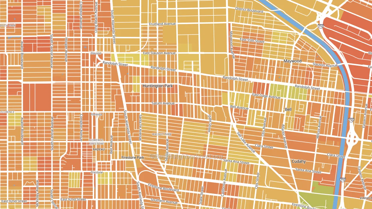 Huntington Park, CA block-group voter-turnout map