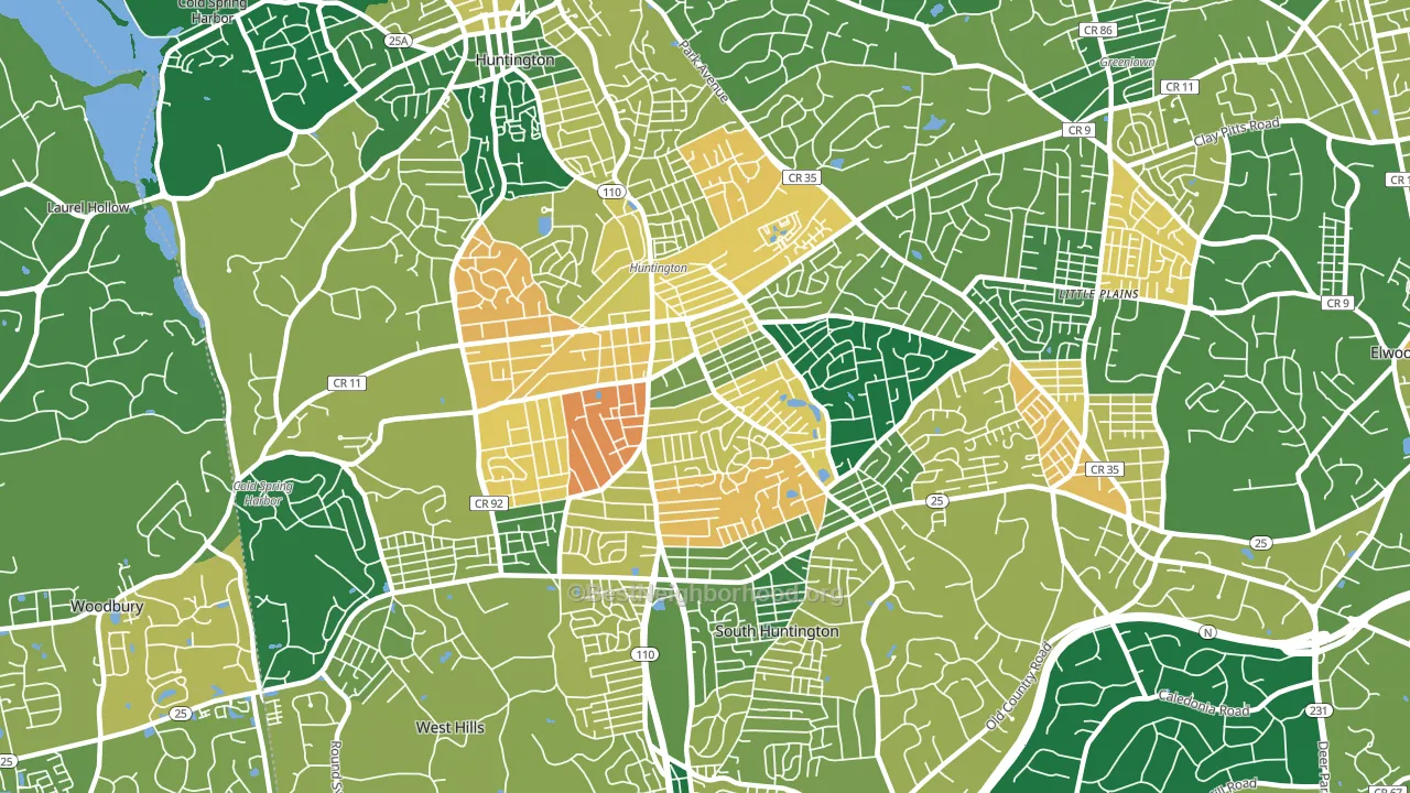 Huntington Station, NY block-group voter-turnout map