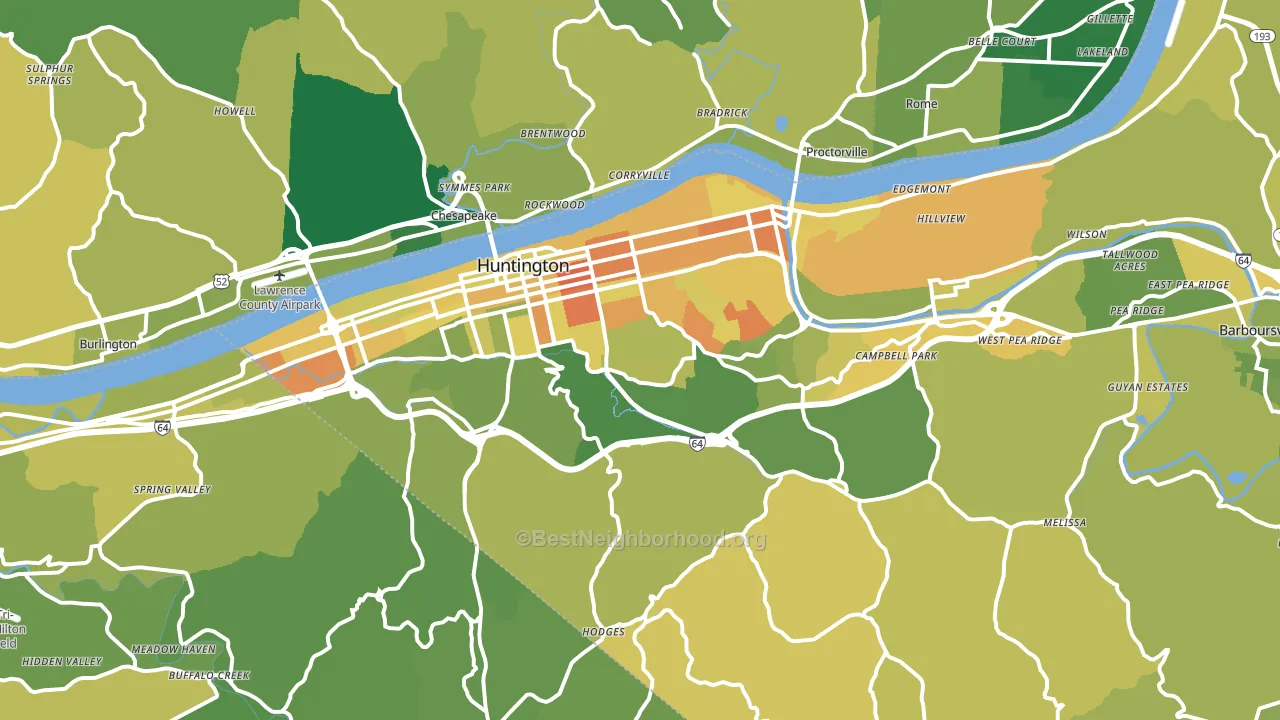 Huntington, WV block-group voter-turnout map