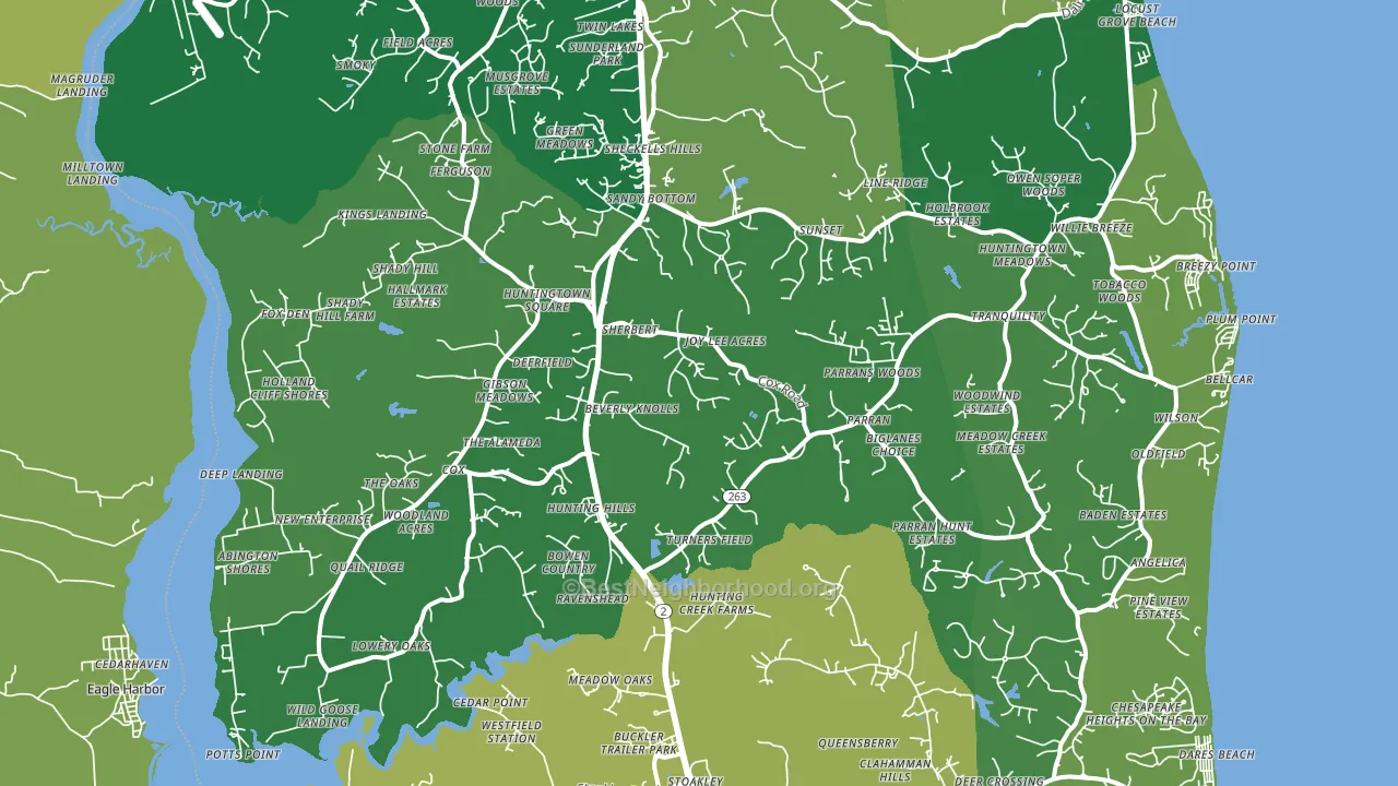Huntingtown, MD block-group voter-turnout map