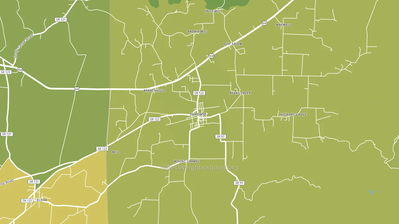 Huntland, TN block-group voter-turnout map