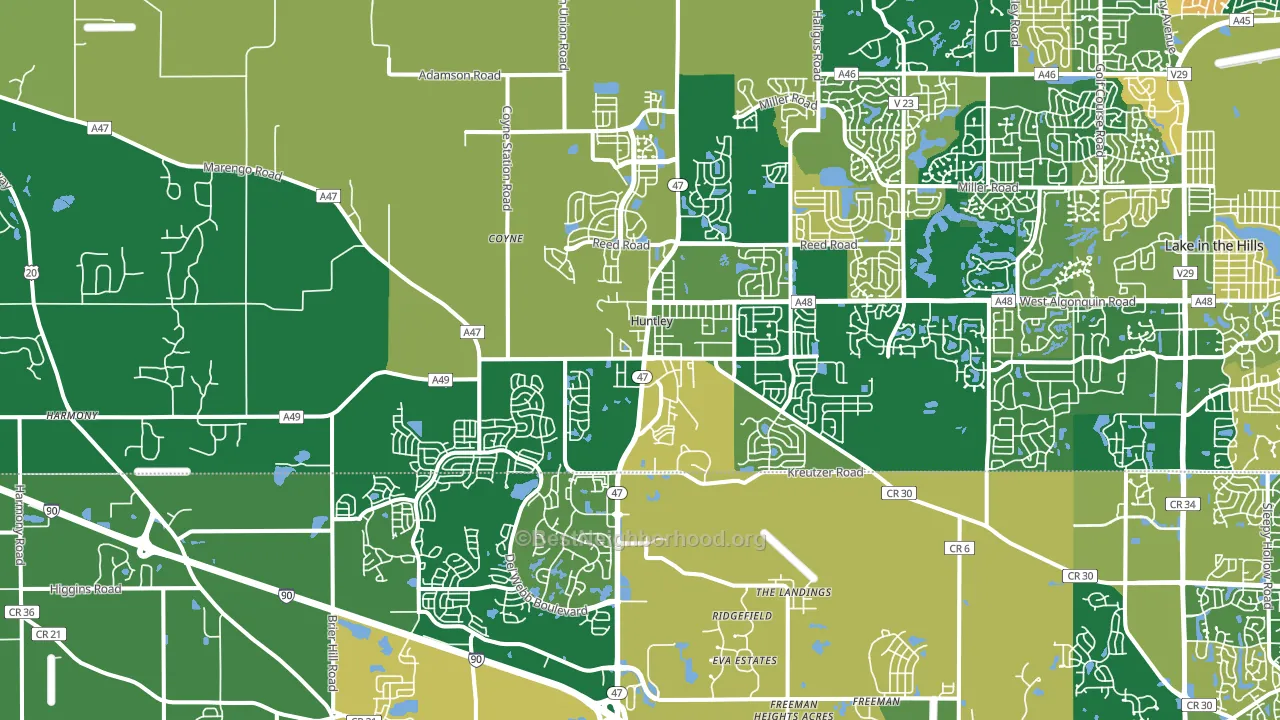 Huntley, IL block-group voter-turnout map