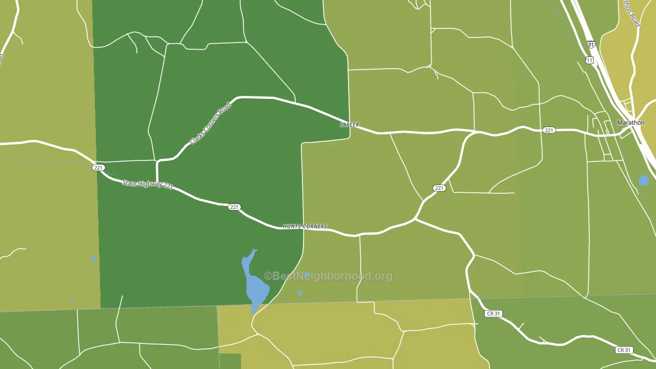 Hunts Corners, NY block-group voter-turnout map