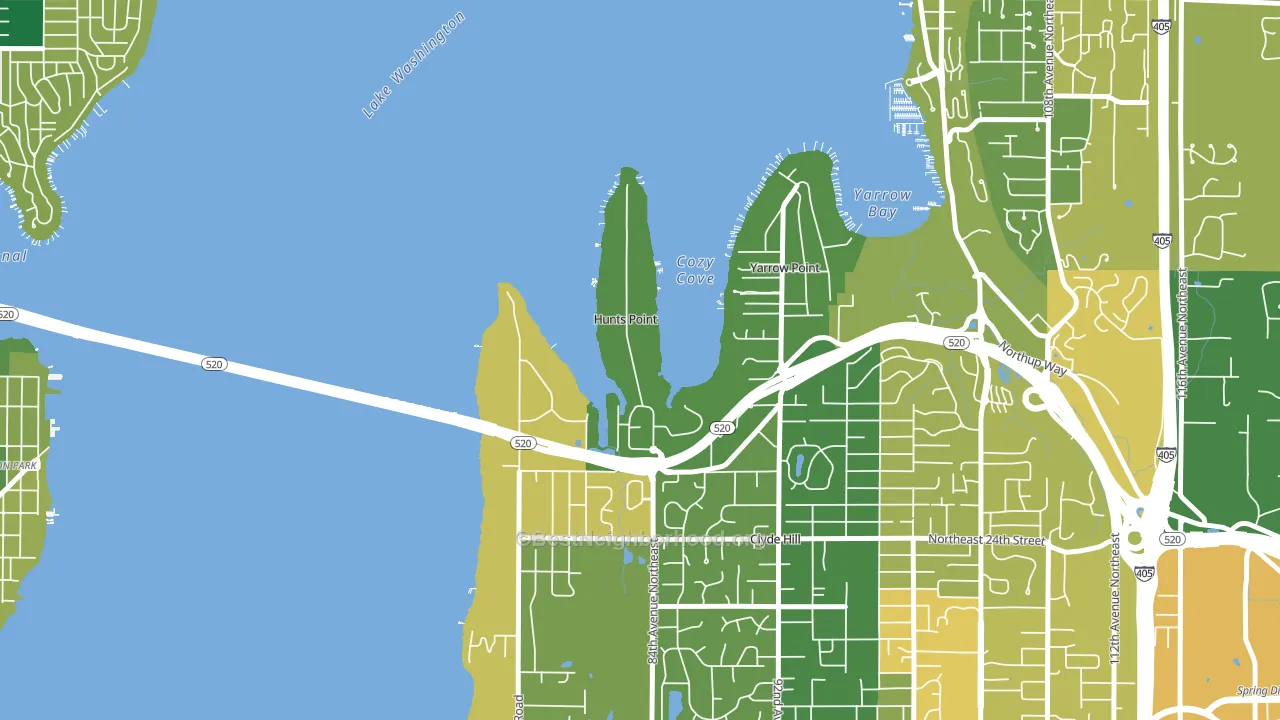 Hunts Point, WA block-group voter-turnout map
