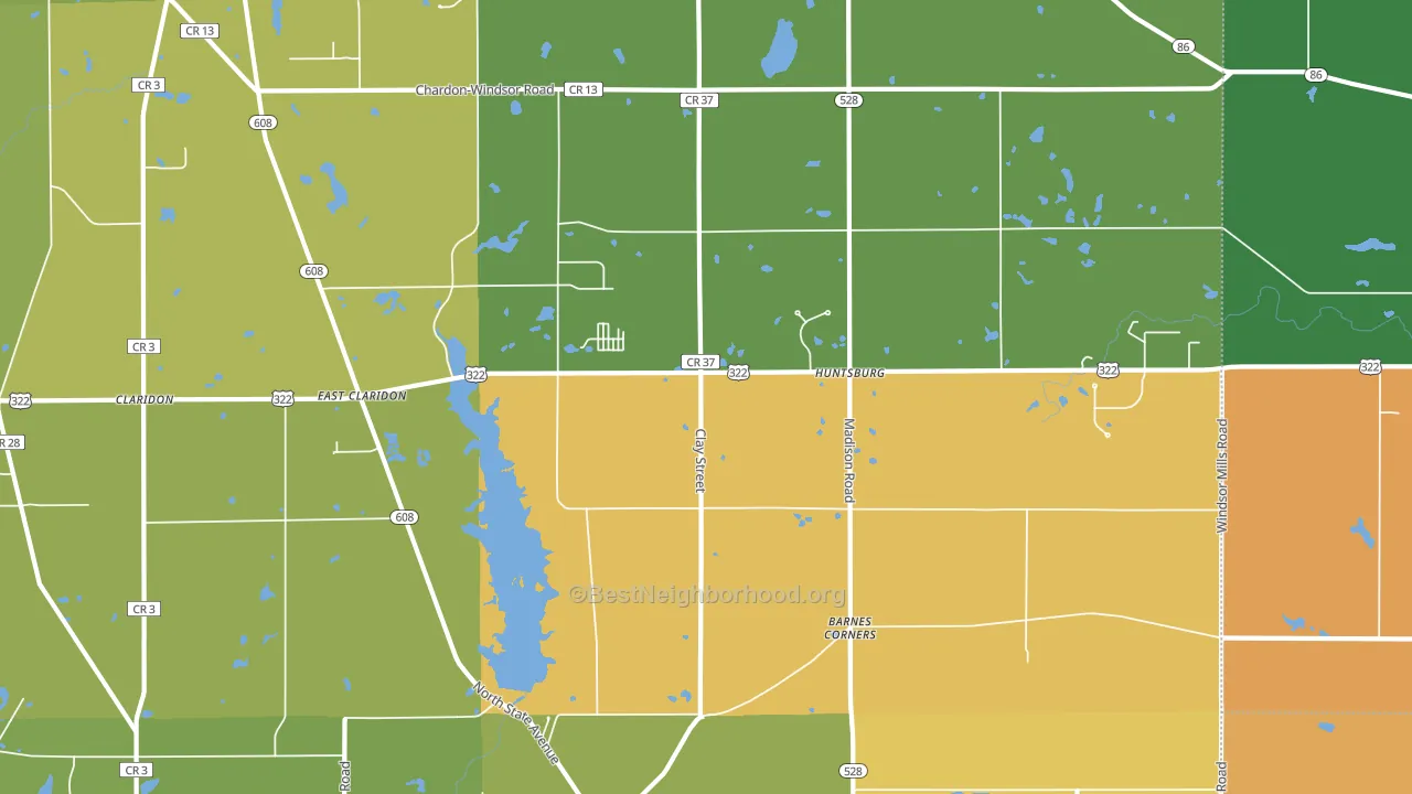 Huntsburg, OH block-group voter-turnout map