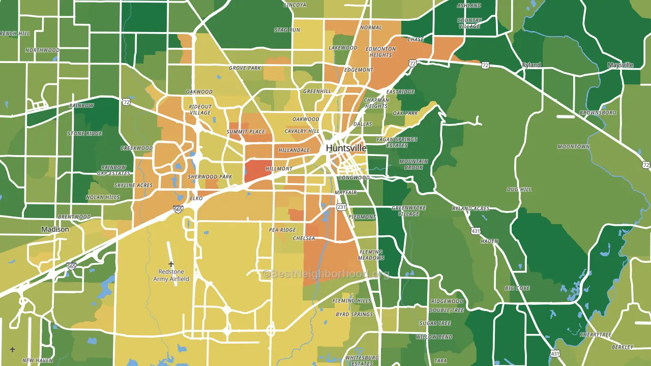 Huntsville, AL block-group voter-turnout map