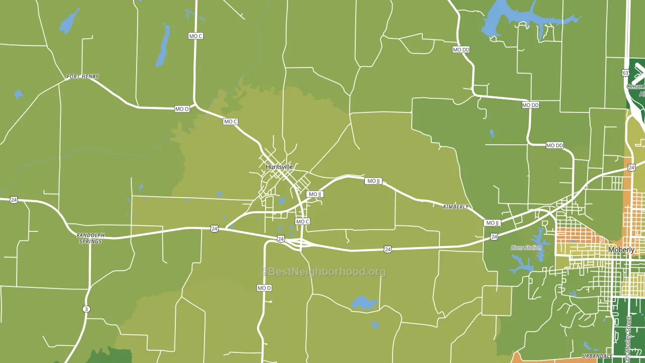 Huntsville, MO block-group voter-turnout map