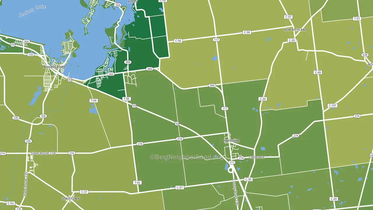 Huntsville, OH block-group voter-turnout map