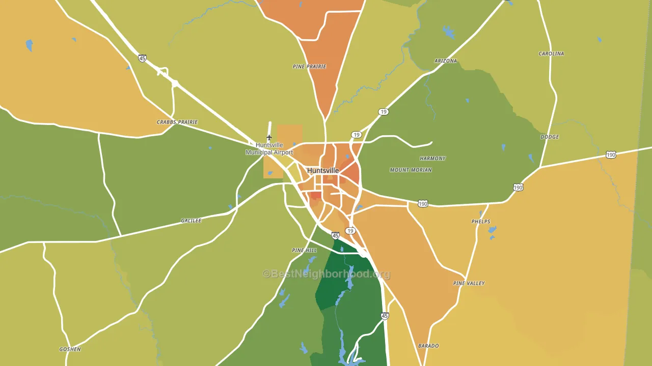 Huntsville, TX block-group voter-turnout map