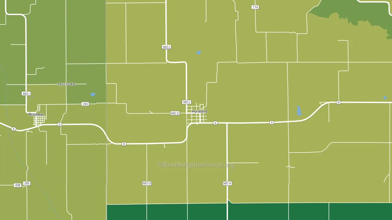 Hurdland, MO block-group voter-turnout map