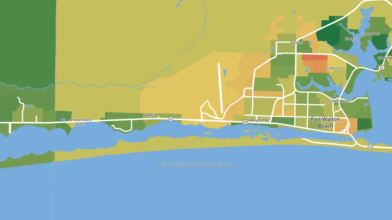 Hurlburt Field, FL block-group voter-turnout map