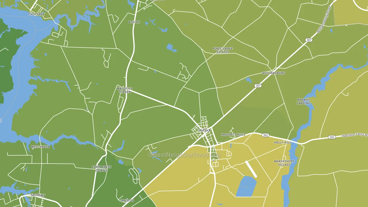 Hurlock, MD block-group voter-turnout map