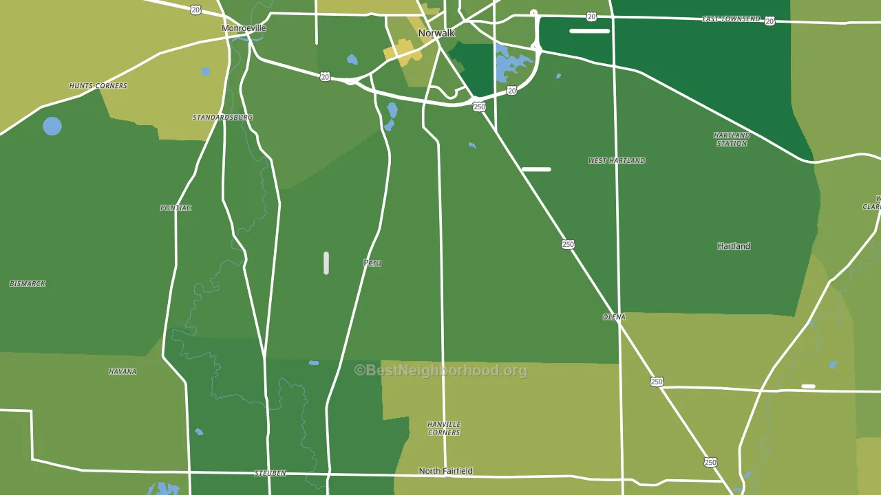 Huron County, OH block-group voter-turnout map