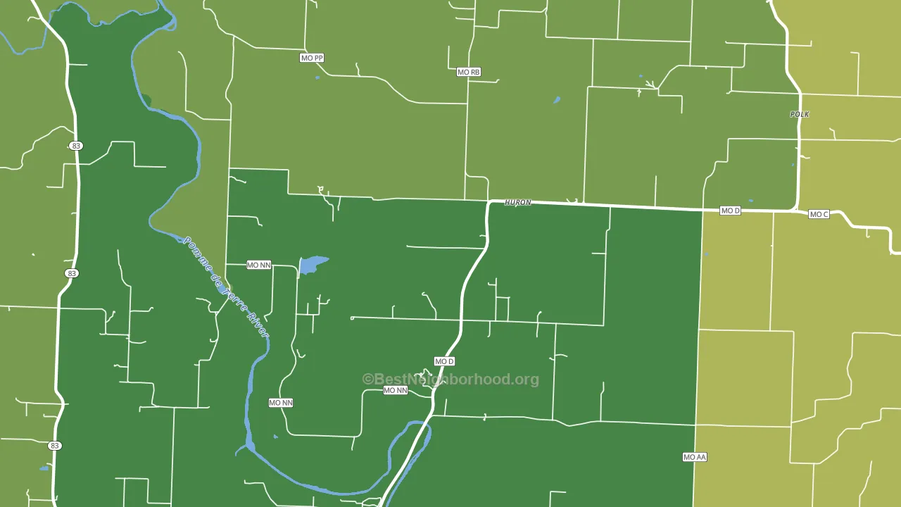Huron, MO block-group voter-turnout map