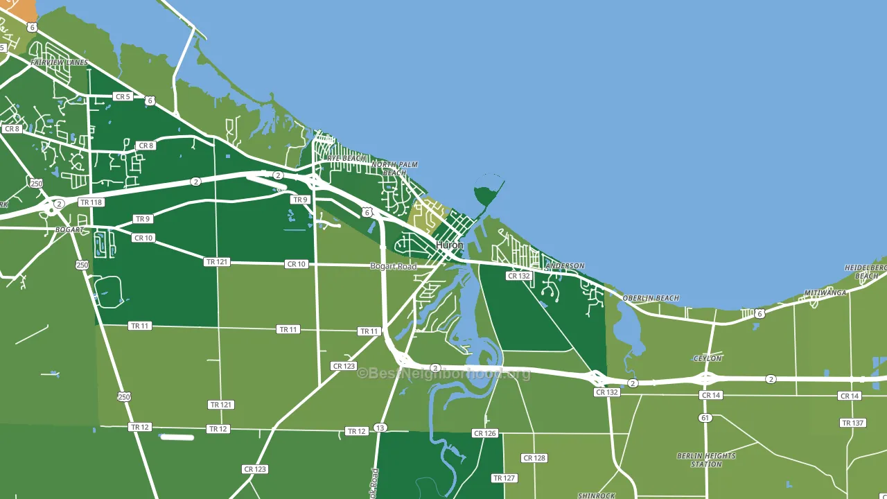 Huron, OH block-group voter-turnout map