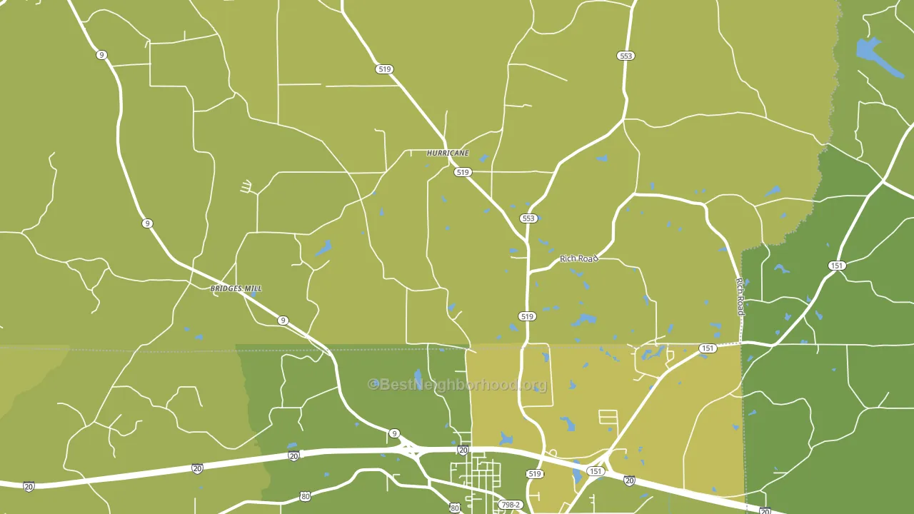 Hurricane, LA block-group voter-turnout map