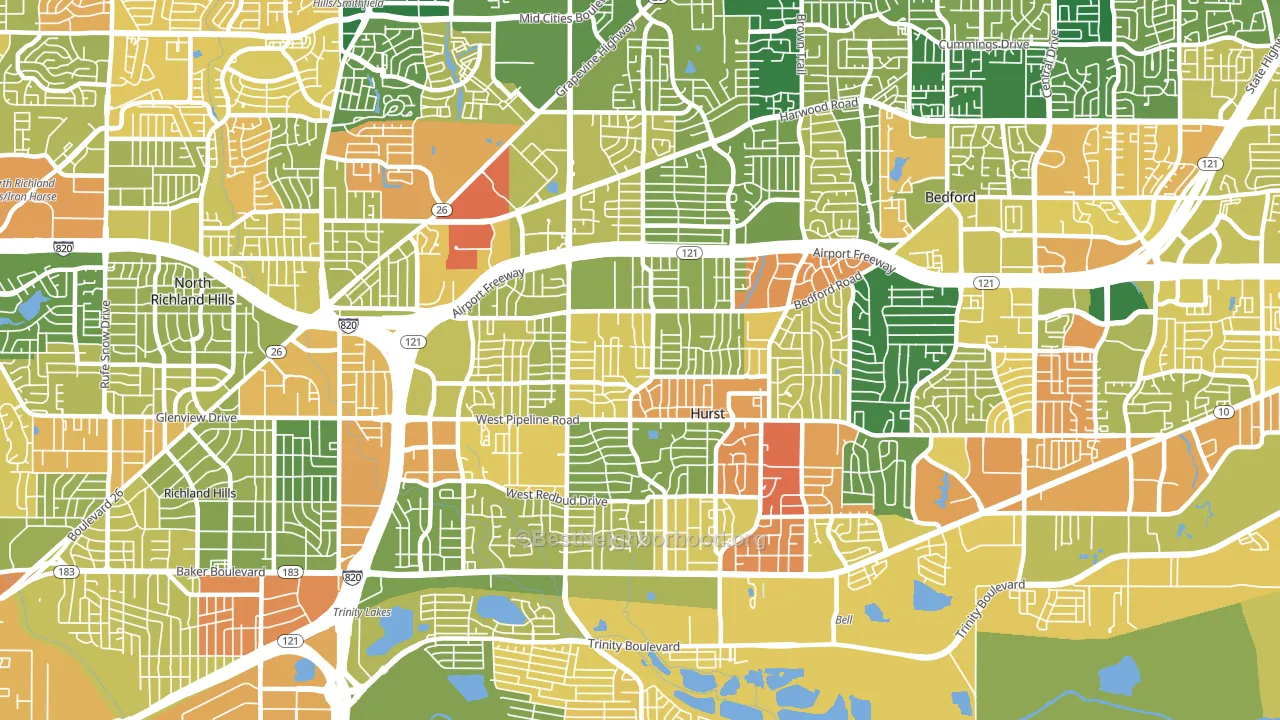 Hurst, TX block-group voter-turnout map