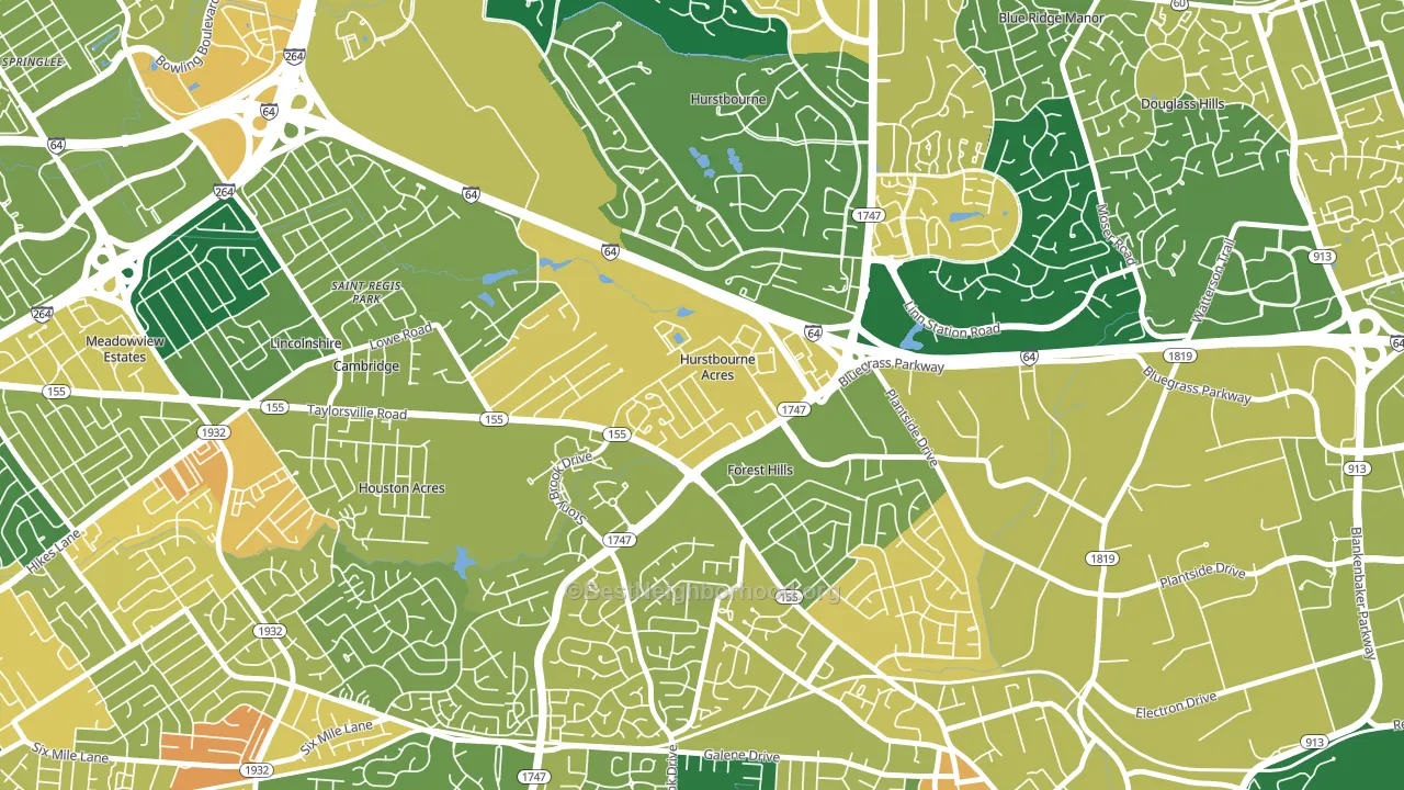 Hurstbourne Acres, KY block-group voter-turnout map