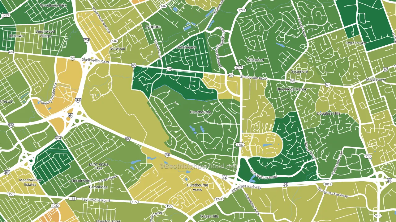 Hurstbourne, KY block-group voter-turnout map