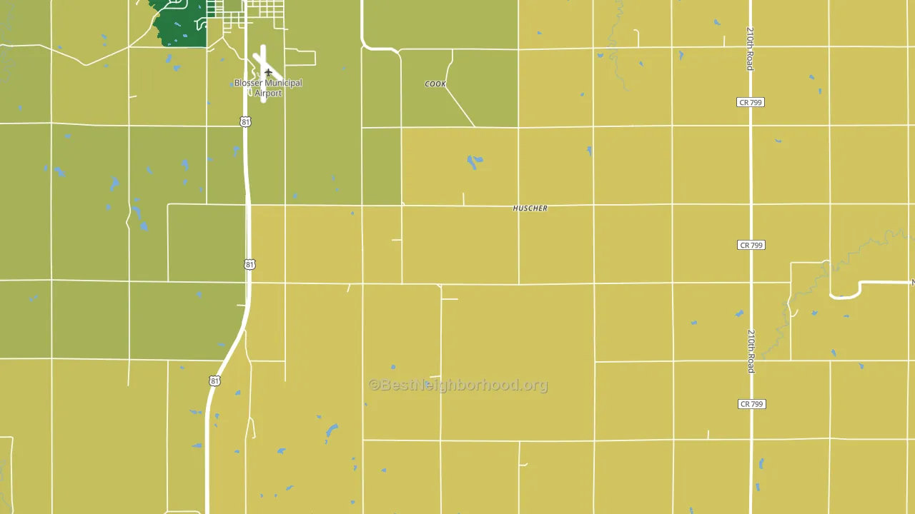 Huscher, KS block-group voter-turnout map