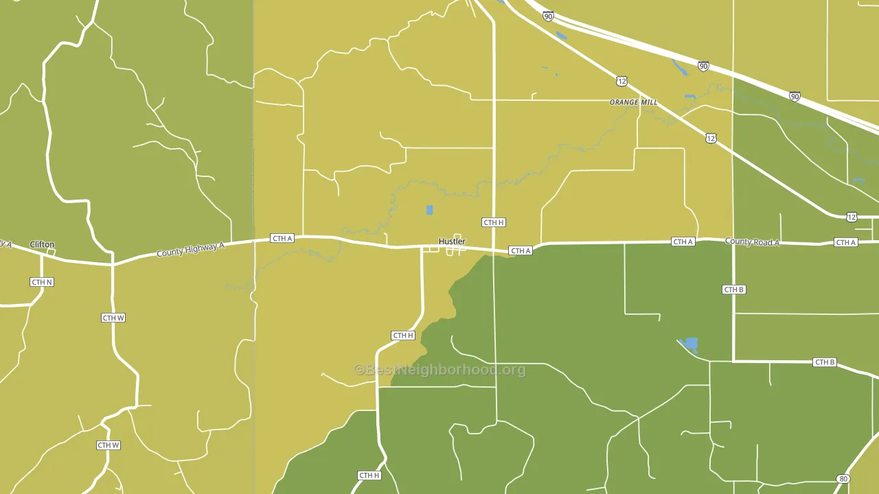 Hustler, WI block-group voter-turnout map
