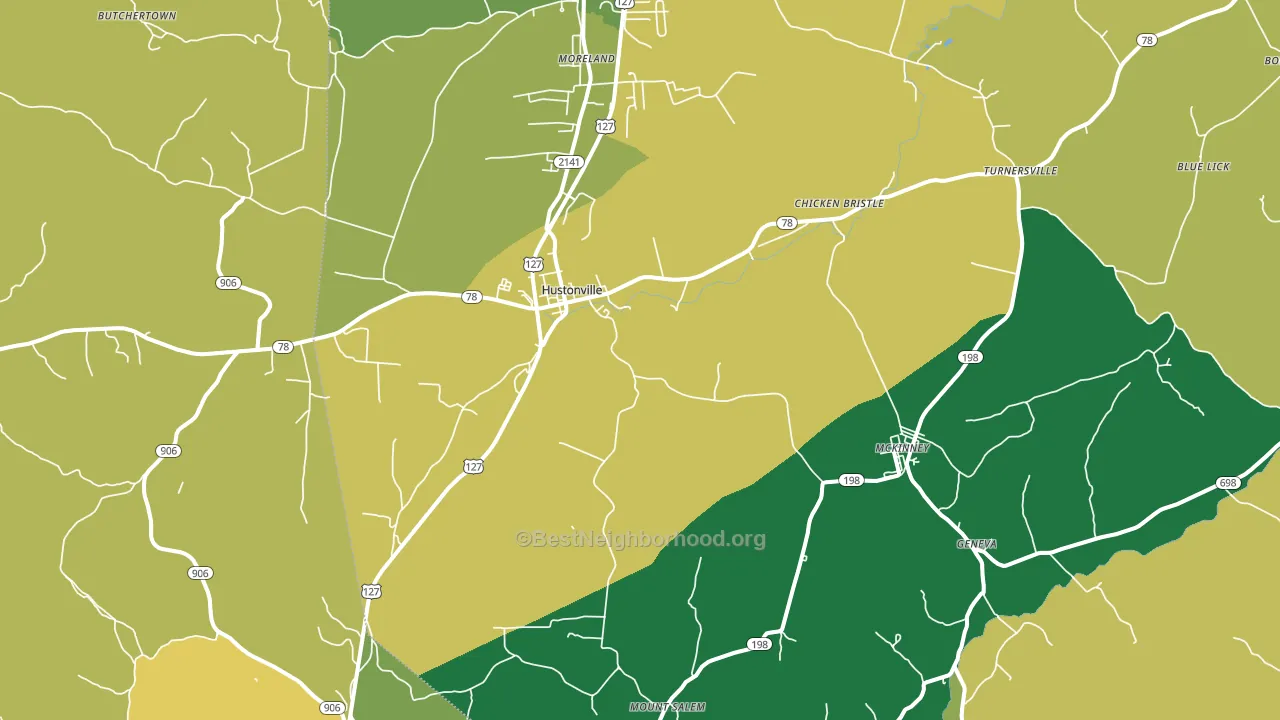 Hustonville, KY block-group voter-turnout map