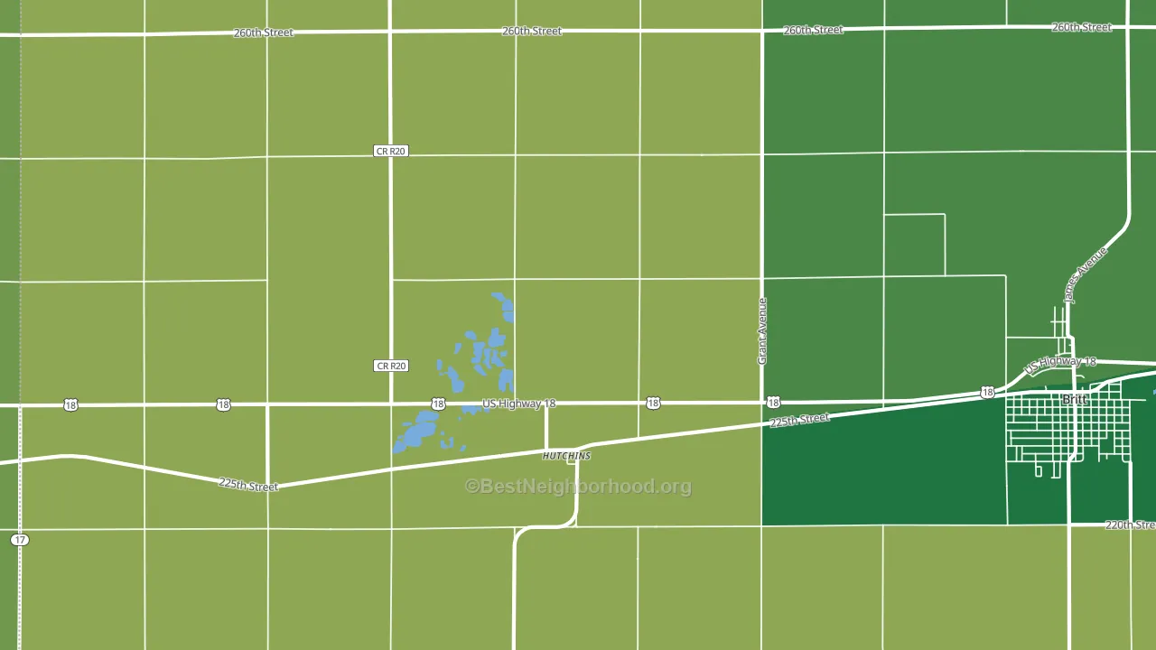 Hutchins, IA block-group voter-turnout map