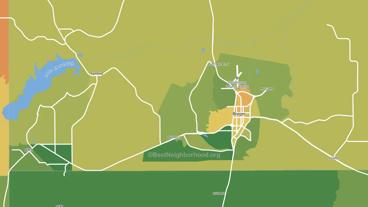 Hutchinson County, TX block-group voter-turnout map