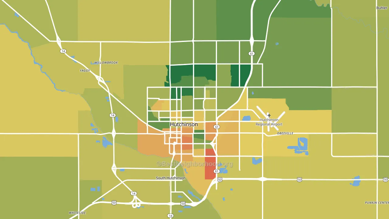 Hutchinson, KS block-group voter-turnout map