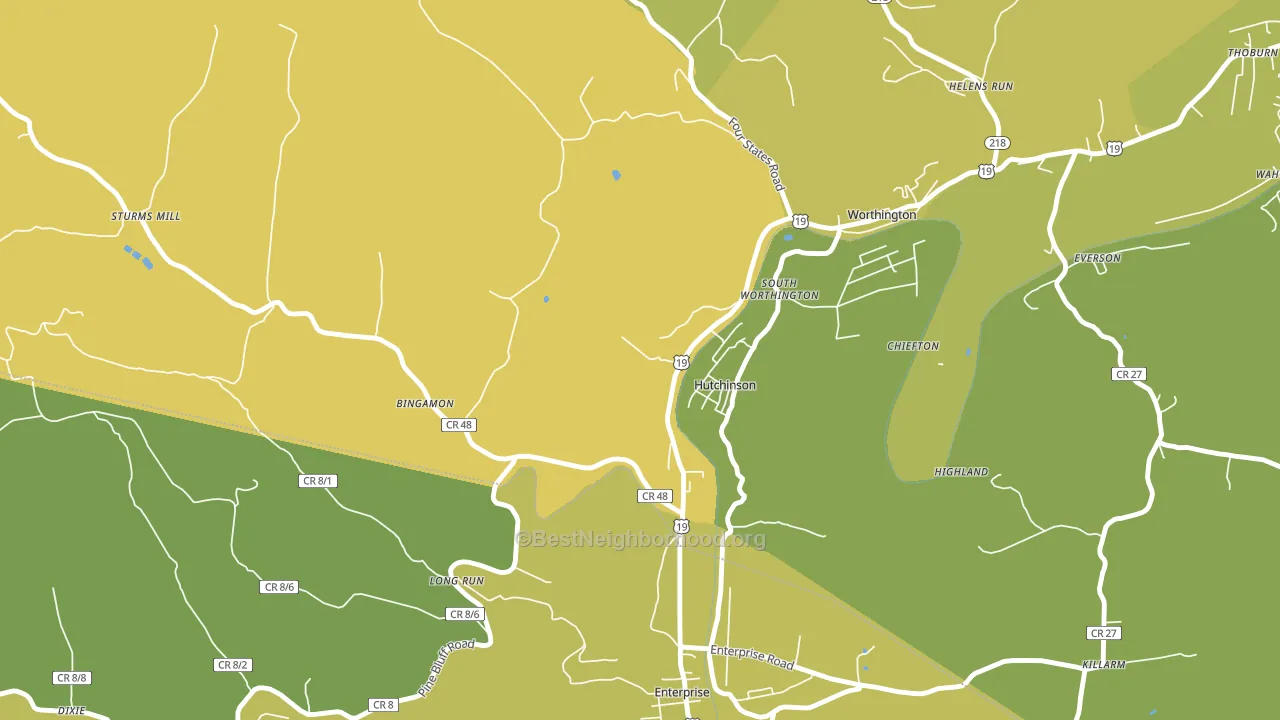 Hutchinson, WV block-group voter-turnout map