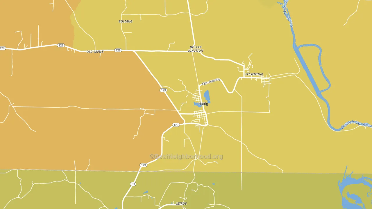 Huttig, AR block-group voter-turnout map