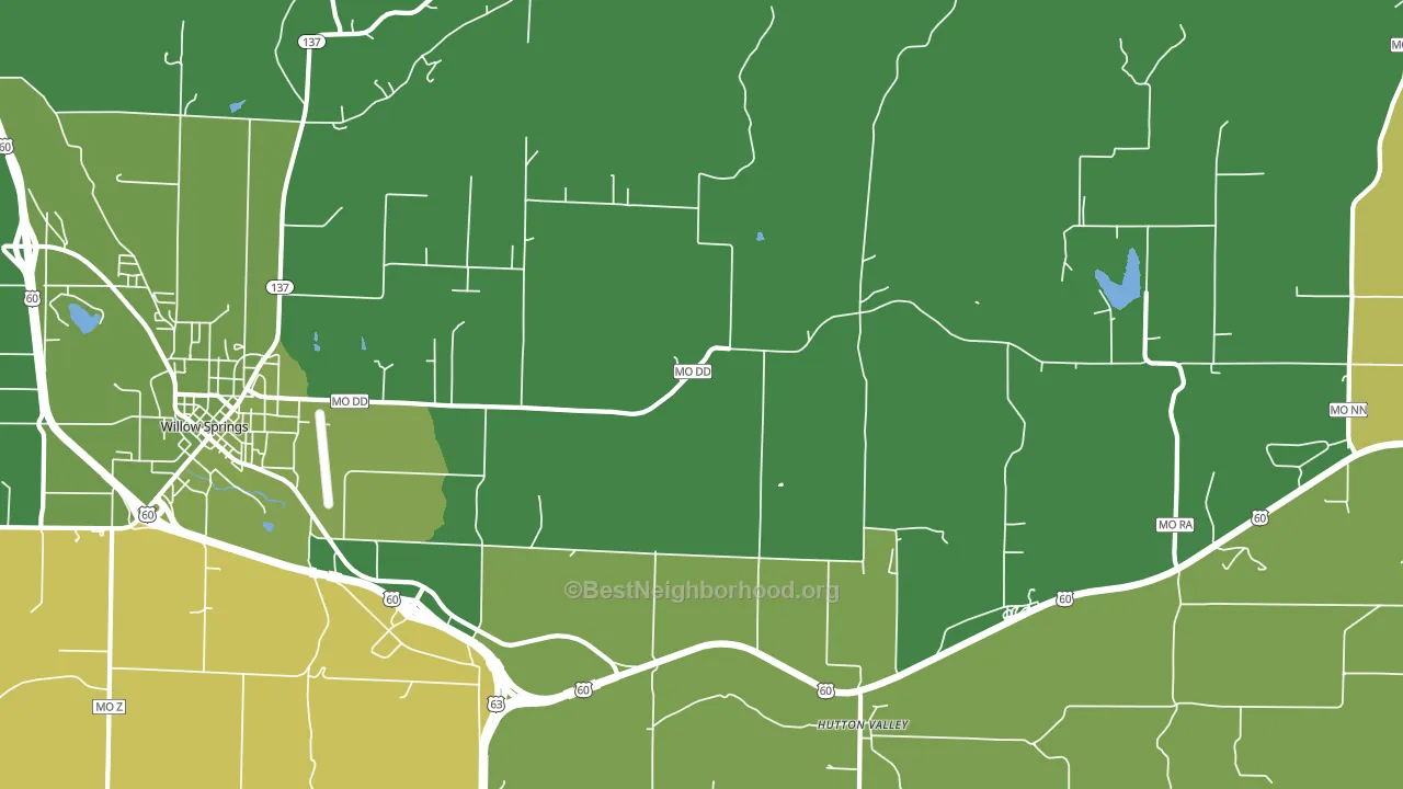 Hutton Valley, MO block-group voter-turnout map