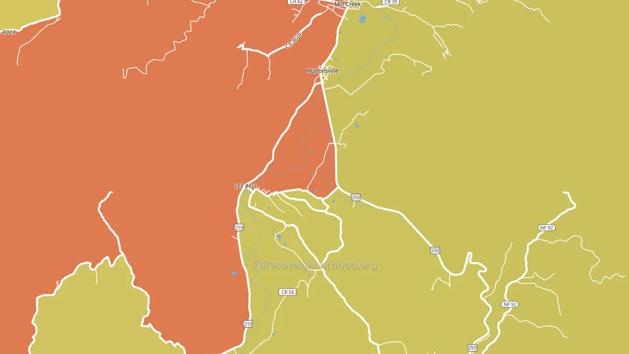 Huttonsville, WV block-group voter-turnout map