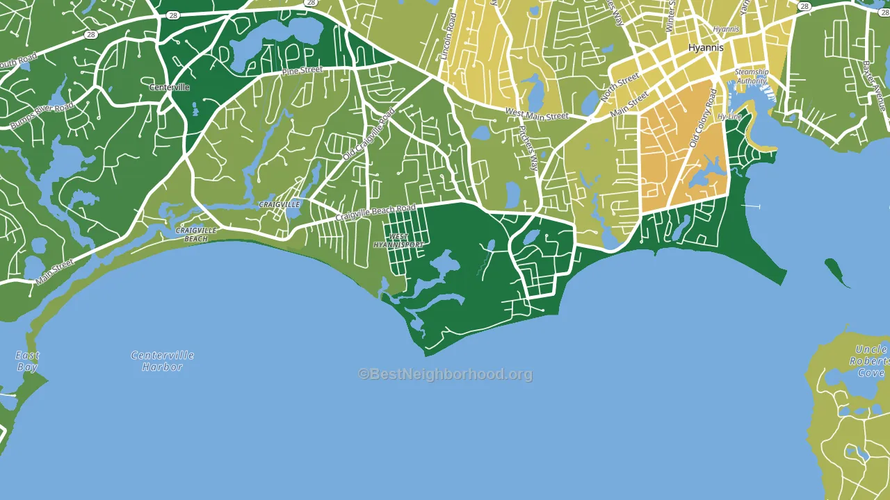 Hyannis Port, MA block-group voter-turnout map