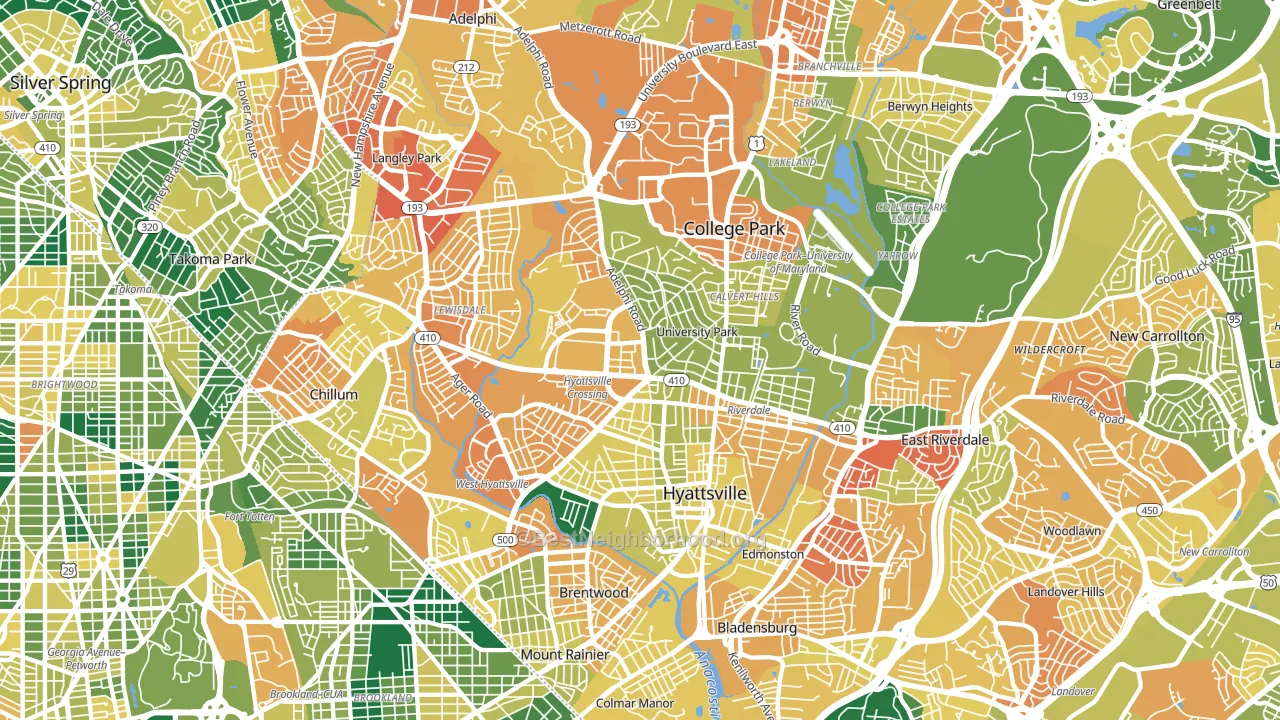 Hyattsville, MD block-group voter-turnout map