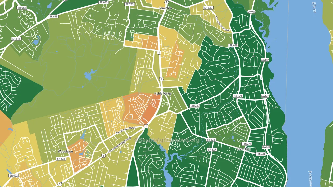 Hybla Valley, Alexandria, VA block-group voter-turnout map