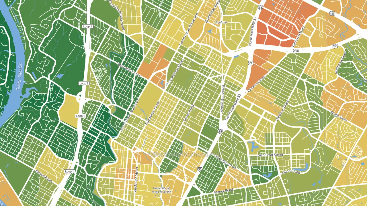 Hyde Park, Austin, TX block-group voter-turnout map