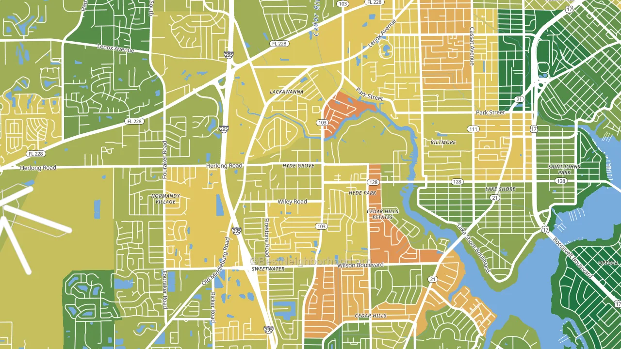 Hyde Park, Jacksonville, FL block-group voter-turnout map