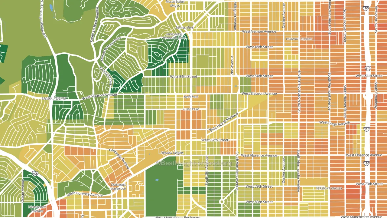 Hyde Park, Los Angeles, CA block-group voter-turnout map