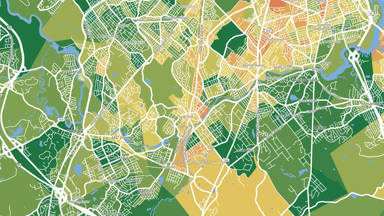Hyde Park, MA block-group voter-turnout map