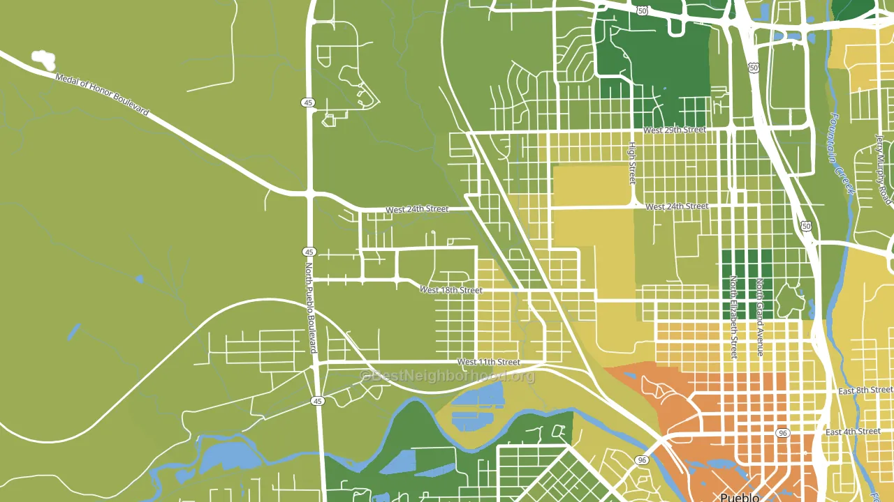Hyde Park, Pueblo, CO block-group voter-turnout map