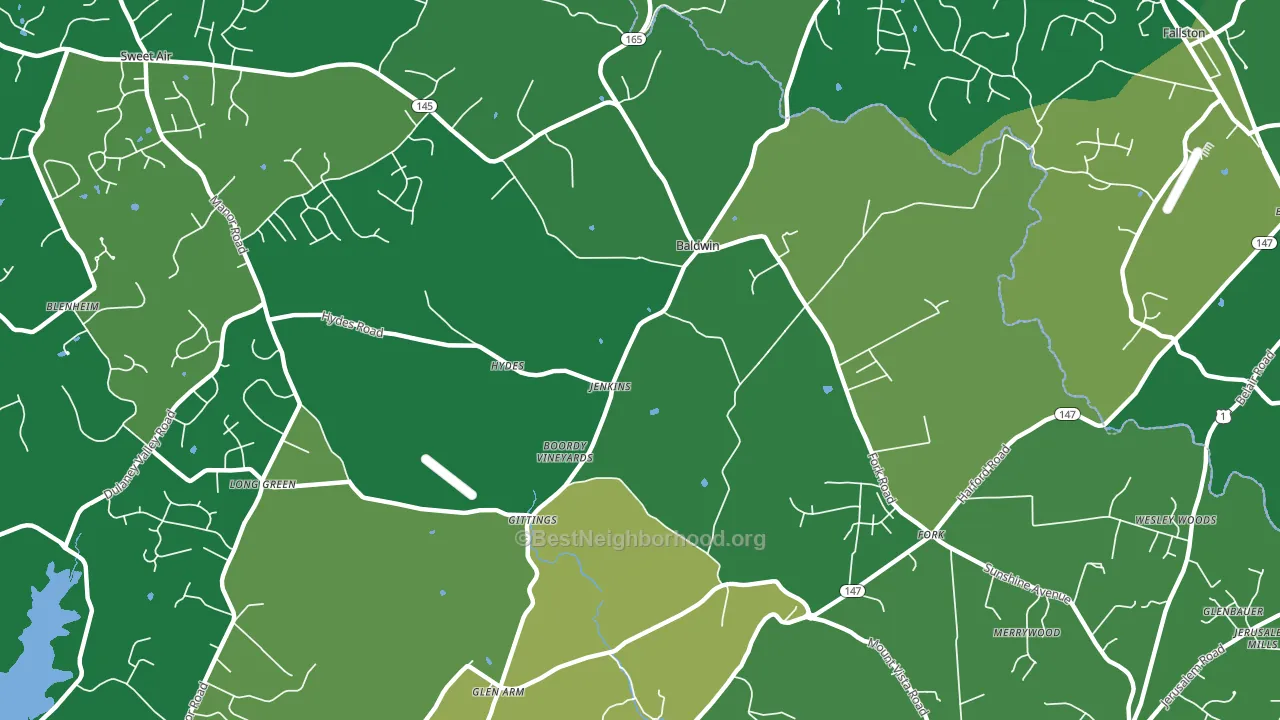 Hydes, MD block-group voter-turnout map