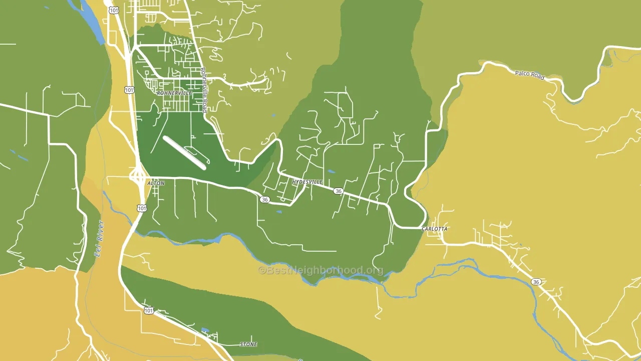 Hydesville, CA block-group voter-turnout map