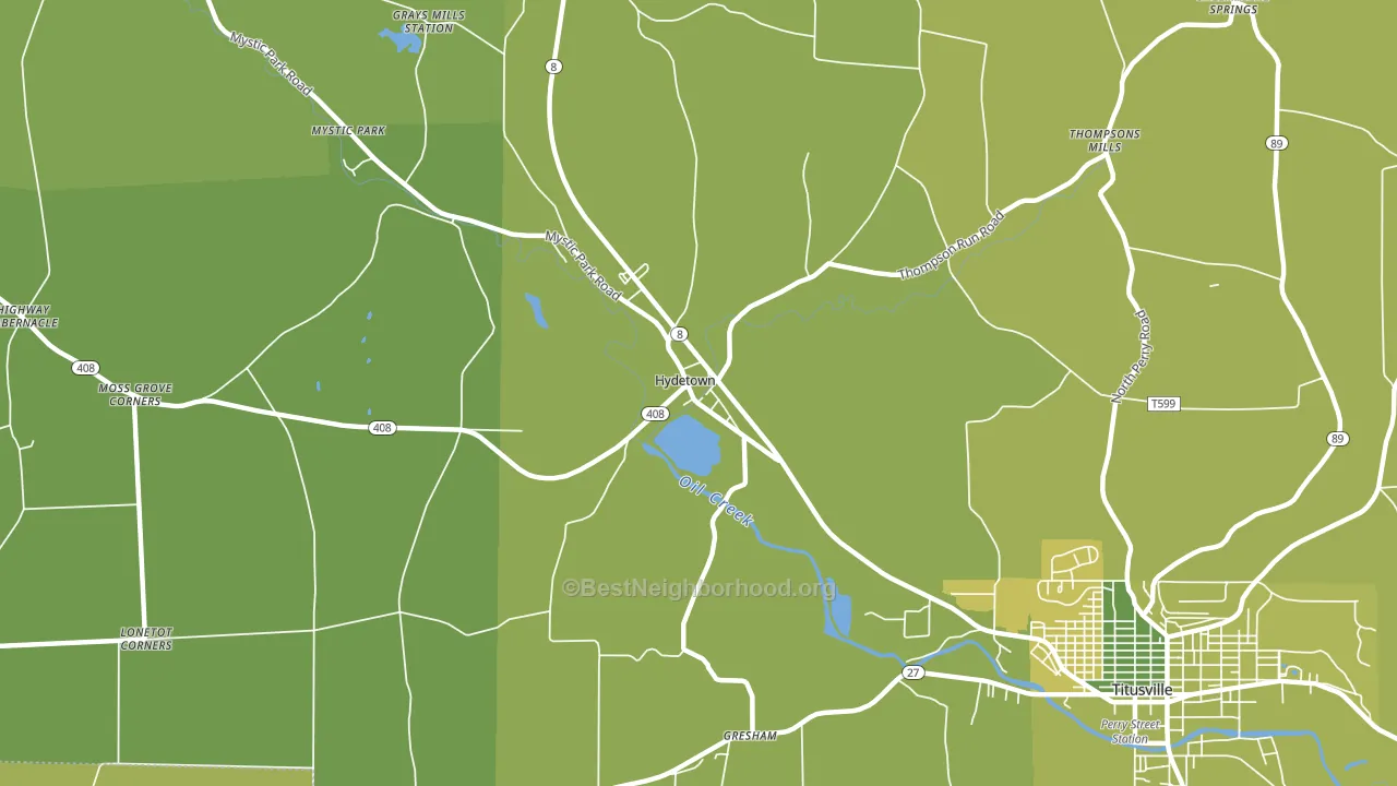 Hydetown, PA block-group voter-turnout map
